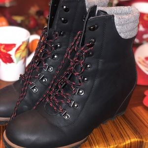 Maurices Black Hidden Wedge Combat Boots Size 10